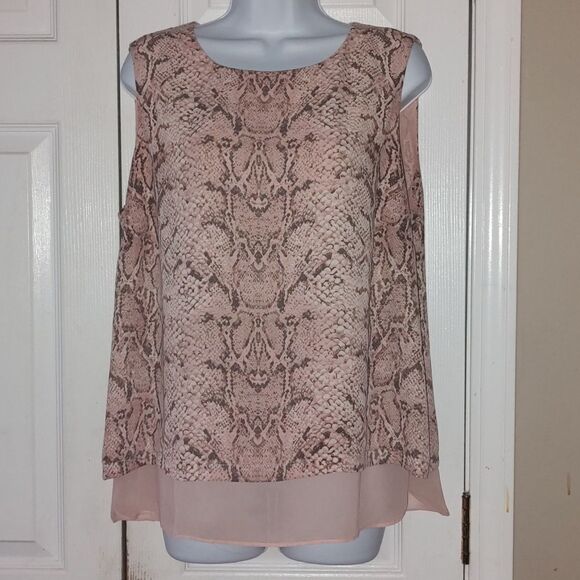 Rose + Olive  pink snakeskin print sleeveless blouse  Sz XL - Picture 1 of 4